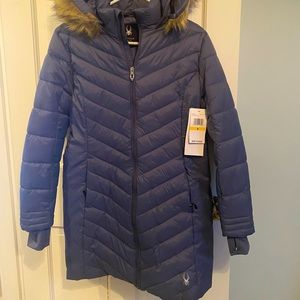 Spyder NWT puffer jacket medium gray/blue color